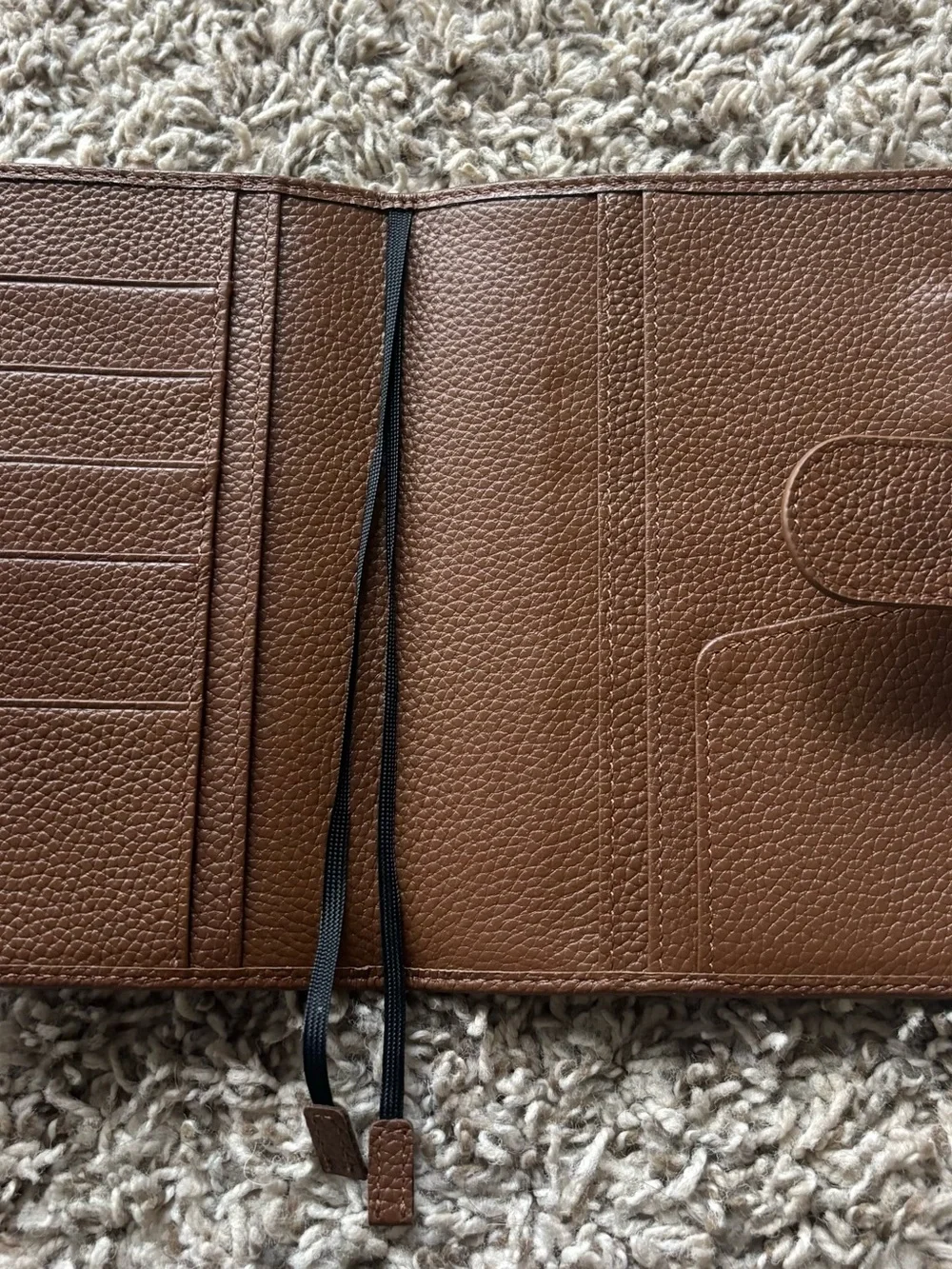 Pebbled Brown Leather Planner with Snap Closure